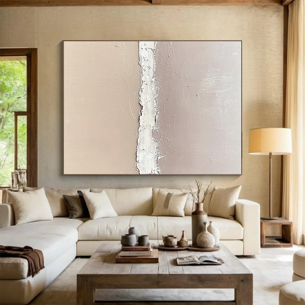 Beige and White Textured Divide Painting with Subtle Transition WINK067