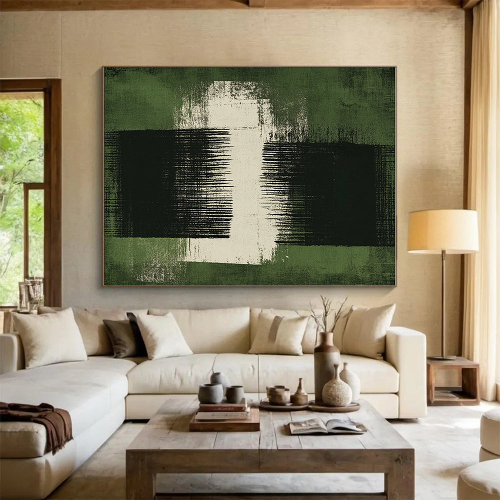 Green and Black Abstract Painting with Bold Simplicity WINK110
