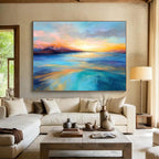 Vivid Sunset Sea Abstract Painting for Romantic Spaces YHT068