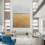 Golden Wheat Field Landscape Abstract Painting of Harvest Serenity GAB0170