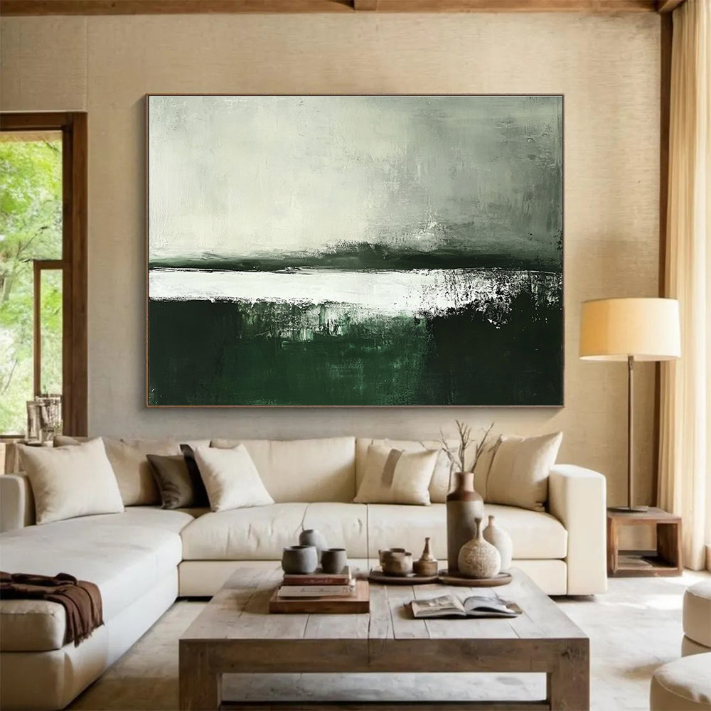 Green - Gray Abstract Horizon Painting ABS215
