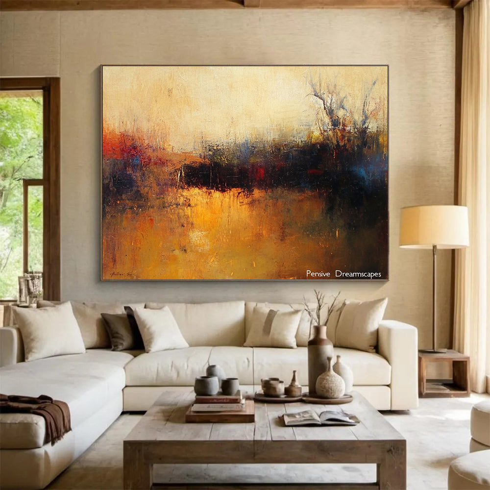 Misty Landscape Abstract Painting with Soft, Dreamy Atmospheric Layers ABS502