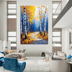 Autumn Birch Forest Abstract Painting for Rustic - Style Living Rooms GAB1286