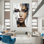 Fragmented Face Abstract Painting with Modern Textures GAB0021