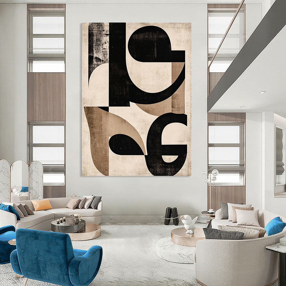 Black and Beige Geometric Abstract Painting for Industrial - Chic Lofts GAB0964