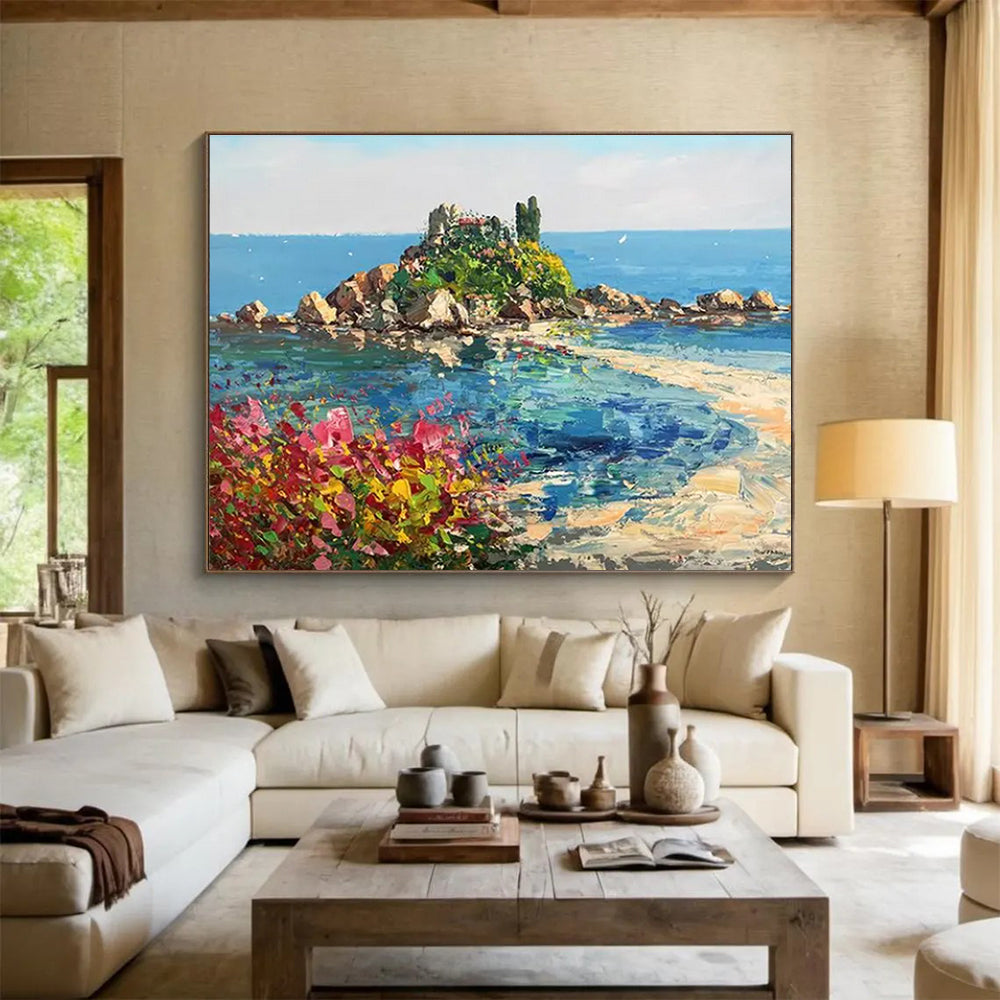 Island Blossom Abstract Painting for Beachfront Home Bedrooms YHT469