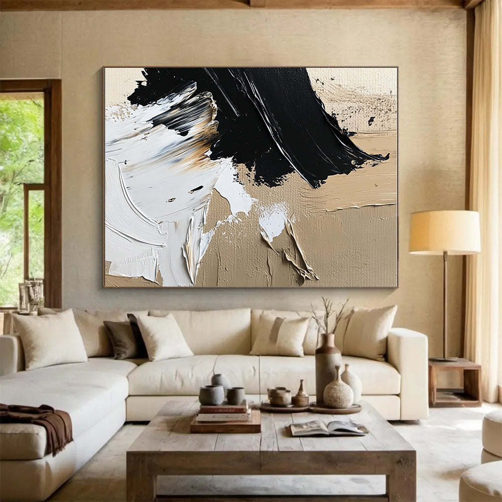 Beige - Black Abstract Details Painting with Subtle Intricacy WINK364