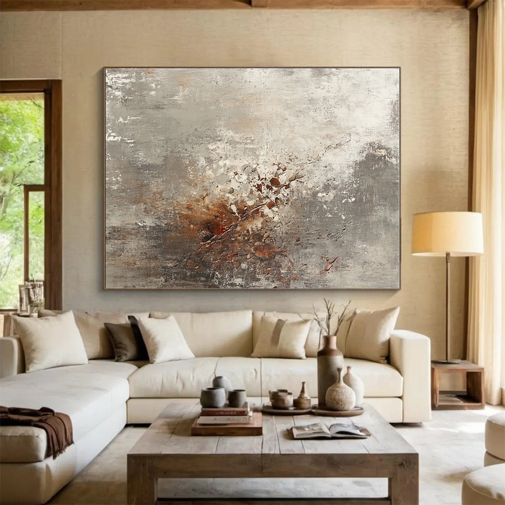 Gray and Brown Textured Abstract Painting with Rustic Character WINK293