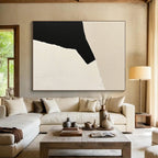Angular Black and White Form Abstract Painting with Sharp Contrast WINK166