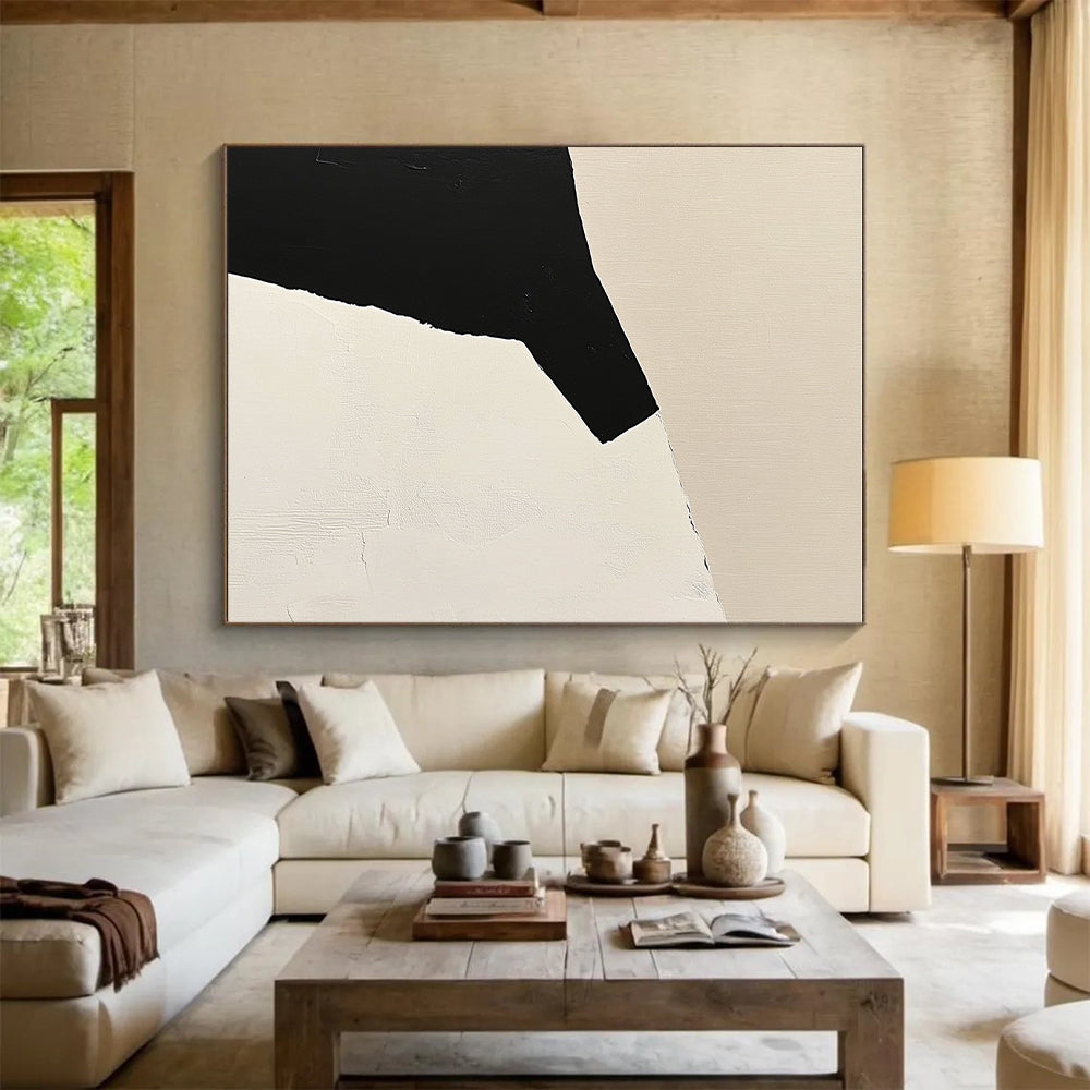Angular Black and White Form Abstract Painting with Sharp Contrast WINK166