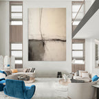 Beige Layered Minimalist Abstract Painting for Calm Interiors HENG370