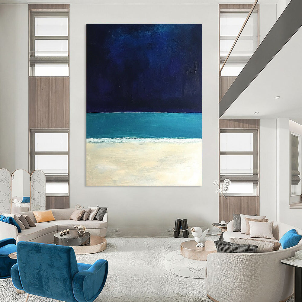 Dark Beach Scene Abstract Painting for Nautical - Themed Studies GAB1301