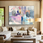 Cross and Color Collage Abstract Painting with Spiritual Whimsy WINK205