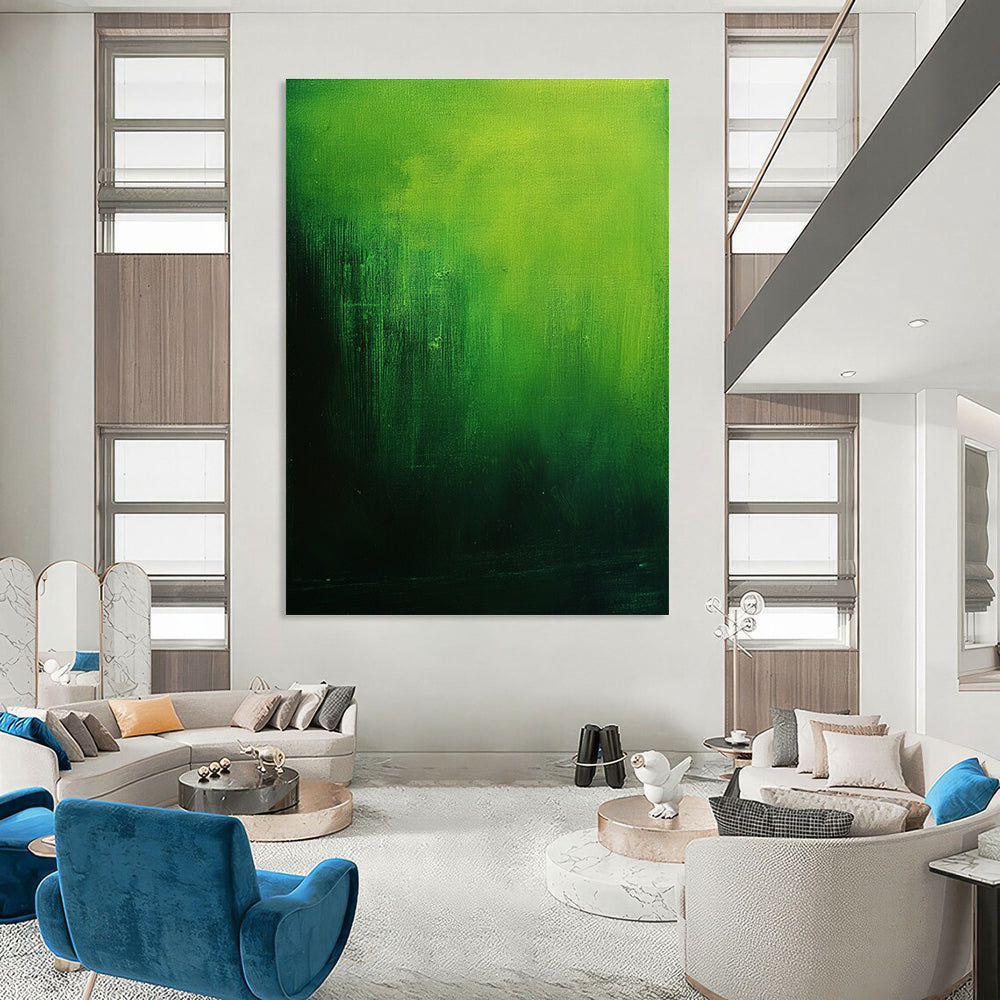Deep Green Gradient Abstract Painting for Botanical Conservatories GAB0768