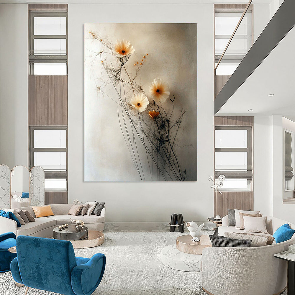 Delicate Flower Arrangement Abstract Painting for Minimalist Bedroom Decor GAB1272