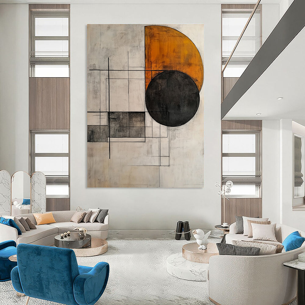 Minimalist Geometric Shapes Abstract Painting with Warm Tones GAB0683