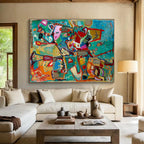 Colorful Geometric Abstract Painting for Modern Art Galleries YHT233
