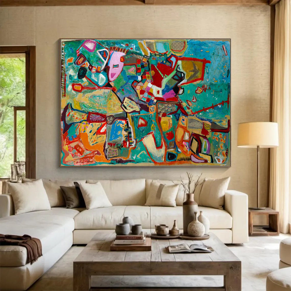 Colorful Geometric Abstract Painting for Modern Art Galleries YHT233
