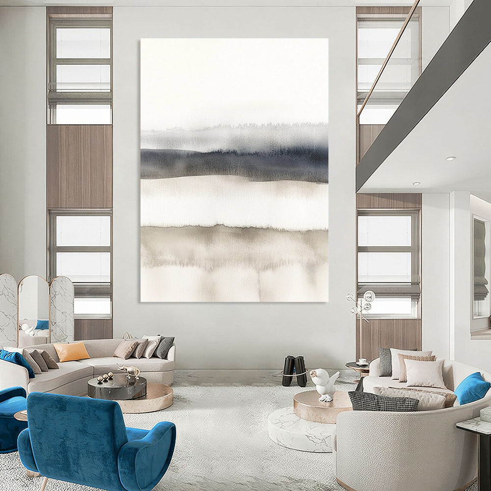 Gray - Toned Watercolor Layers Abstract Painting for Minimalist Living Rooms GAB0980