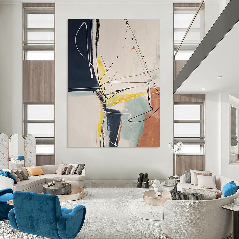 Energetic Line and Color Abstract Painting for Advertising Agency Meeting Rooms HENG037