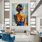 Mysterious Woman Back Abstract Painting with Bold Colors GAB0018