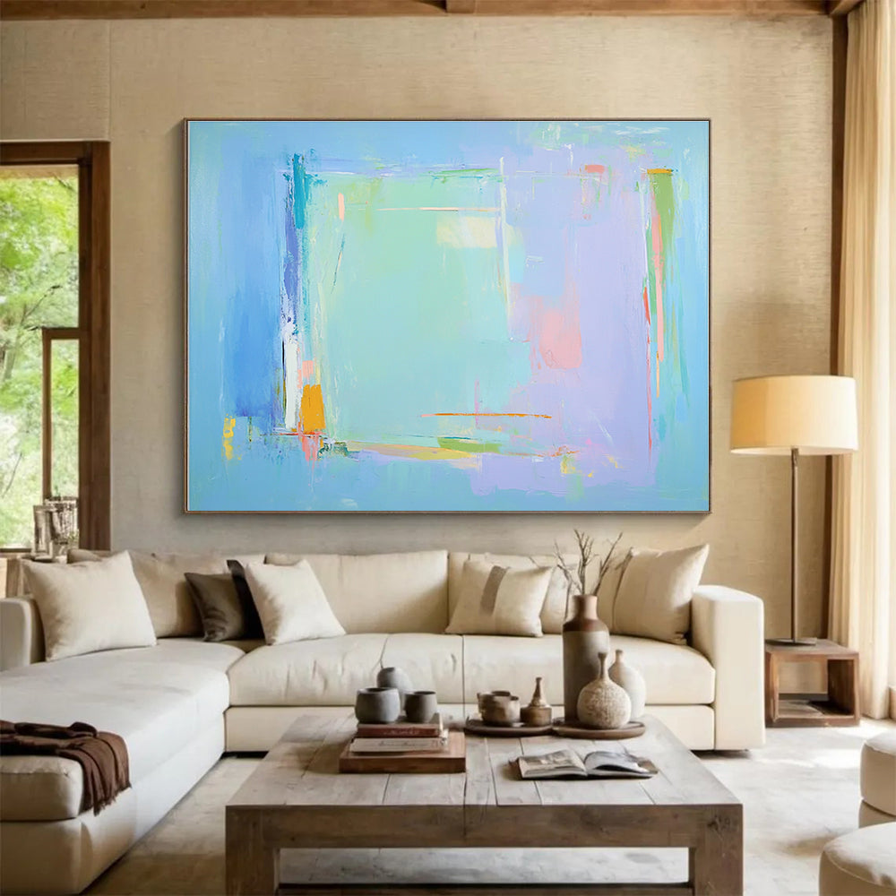 Pastel Color Field Abstract Painting with Soft Blended Hues ABS535
