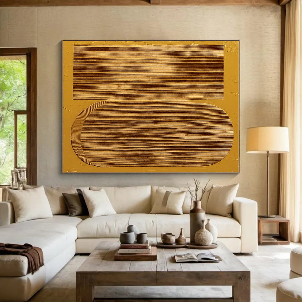 Yellow Geometric Textured Abstract Painting with Sunny Discipline WINK309