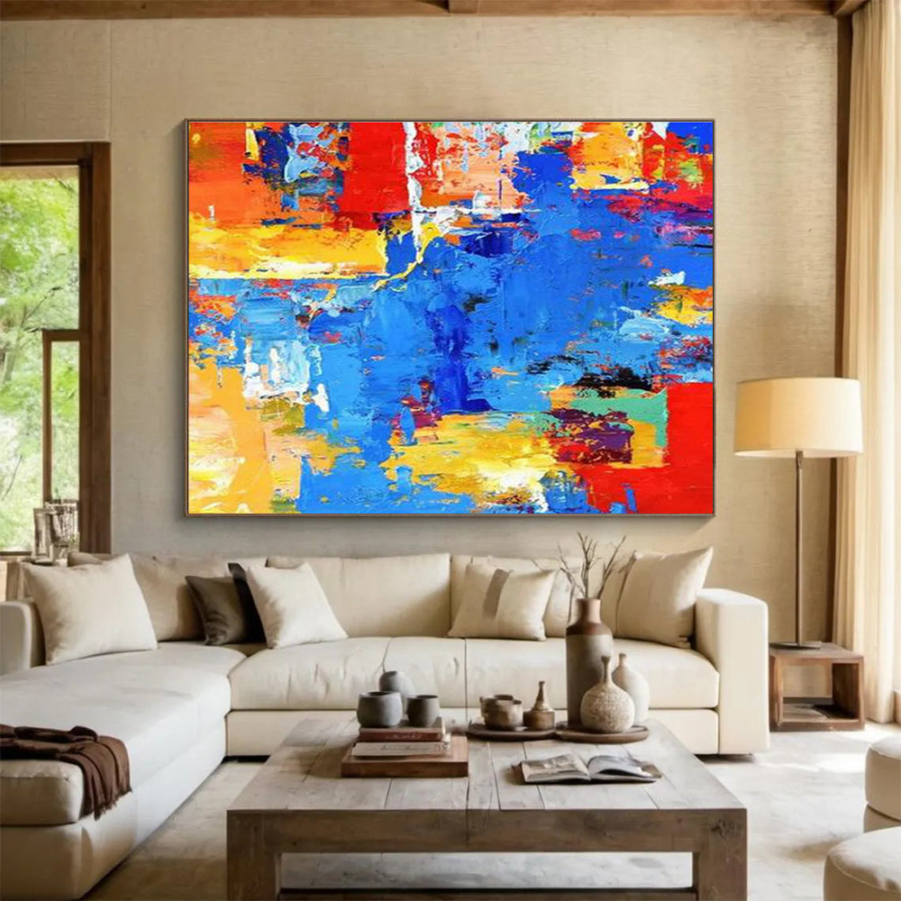 Vibrant Color Block Abstract Painting for Contemporary Office Break Rooms YHT282