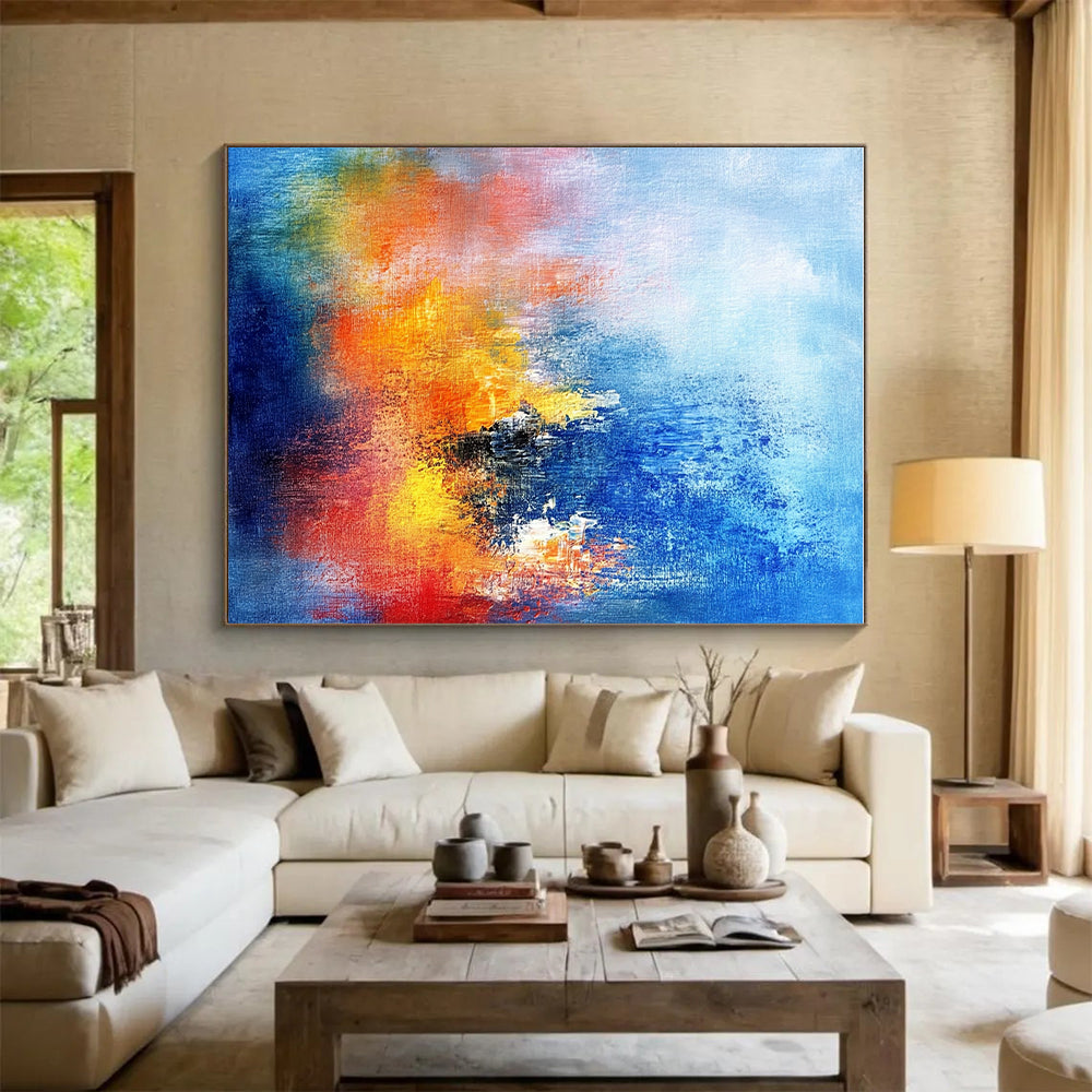 Blue Orange Pink Abstract Painting with Dreamy Blends WINK514