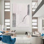 White and Gray Textured Fragment with Line Abstract Painting for Modern Art - Filled Hallways HENG363