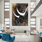 White Bull Silhouette Abstract Painting for Rustic - Chic Ranch Homes GAB1388
