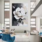 Textured White Rose Abstract Painting for Romantic - Themed Bedrooms GAB1011