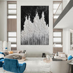 White Powder Trees Whimsical Abstract Painting for Cozy Corners GAB1536