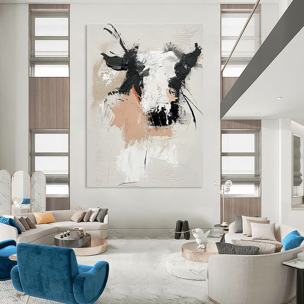 Textured Cow Portrait Abstract - Expressive Animal Abstract Painting GAB0483