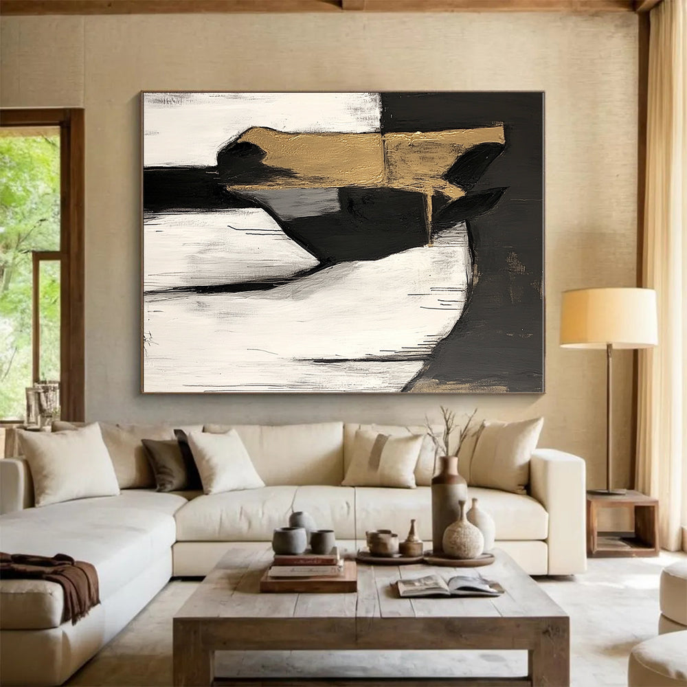 Abstract Horse Portrait Painting with Gold Accents WINK610