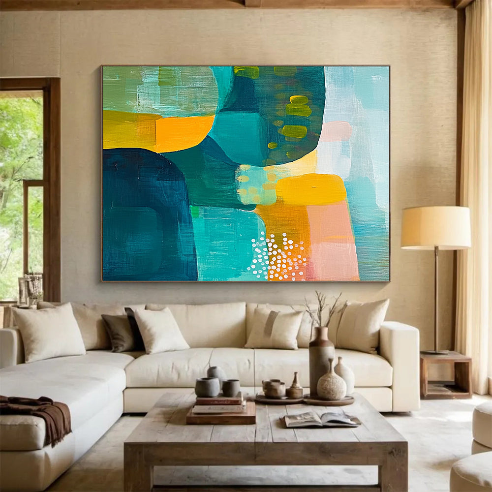 Vibrant Color Blocks Abstract Painting with Playful Energy WINK174