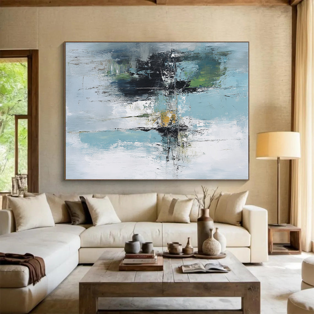 Blue Green Abstract Landscape Painting with Dreamy Atmosphere WINK758
