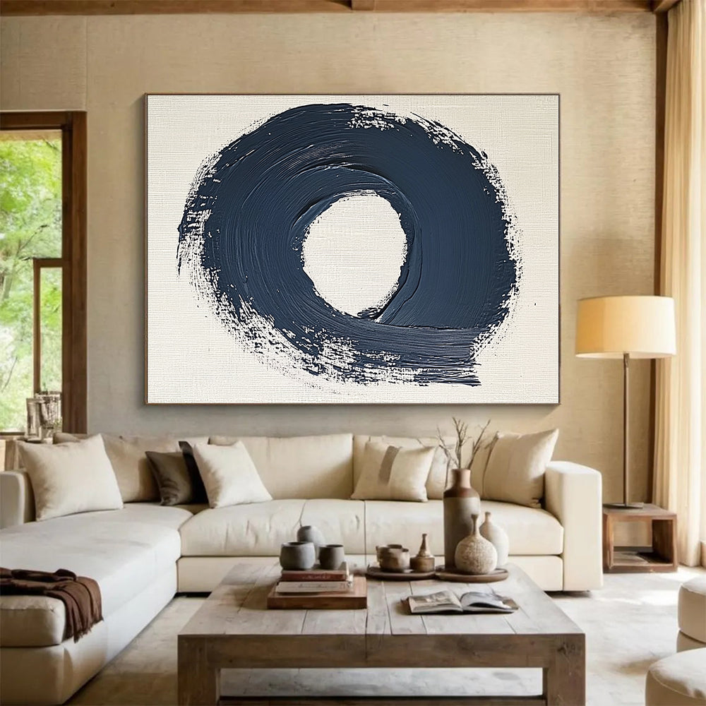 Dark Circular Brushstroke Abstract Painting with Bold Simplicity WINK086