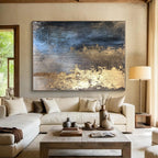 Blue and Golden Abstract Painting with Regal Allure WINK094