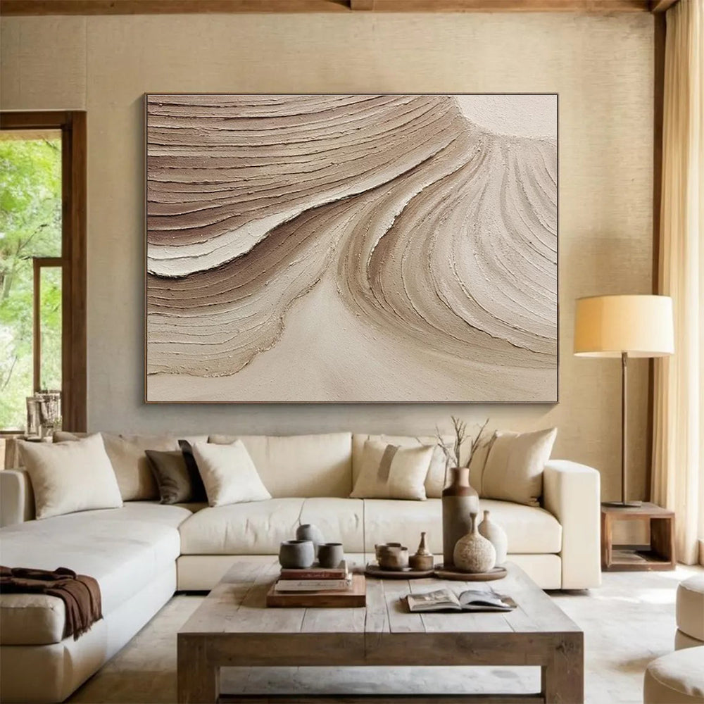Beige Textured Abstract Painting for Luxury Home Dining Rooms YHT398