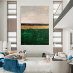 Minimalist Gold and Green Abstract Painting for Contemporary Home Offices GAB1298