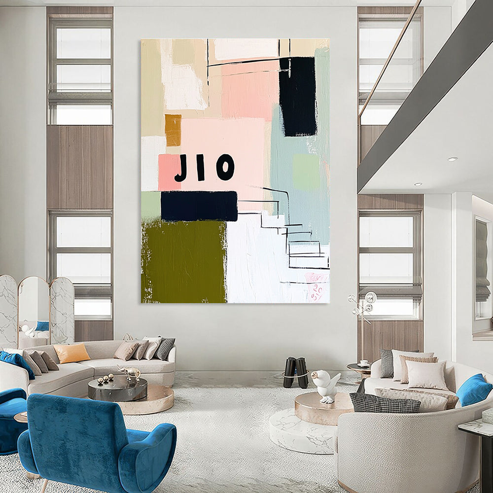Colorful Geometric Collage Abstract Painting of Playful Diversity GAB0209