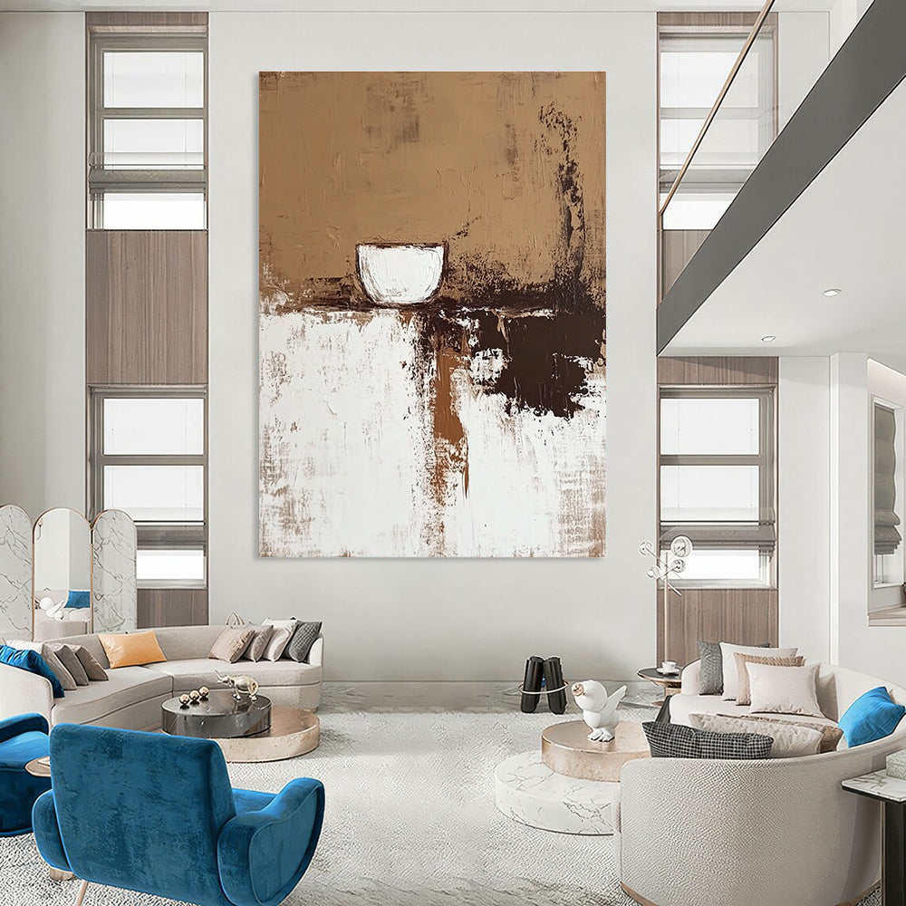 Abstract Cup and Textures Abstract Painting in Earth Tones GAB0047