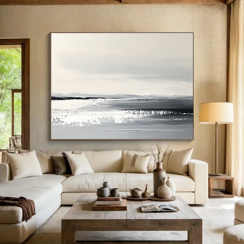 Monochromatic Landscape with Subtle Shades Abstract Painting ABS330