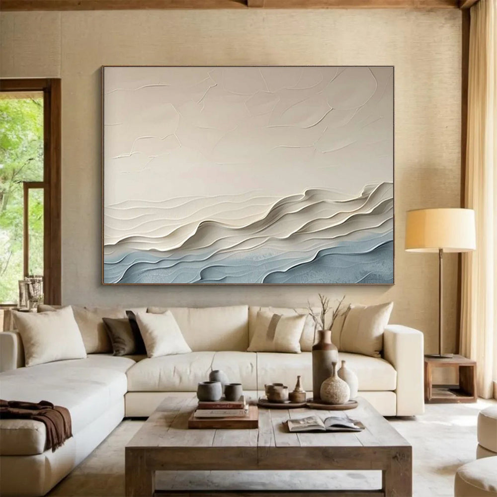 Textured Wave Abstract Painting for Modern Beach House Decor YHT253