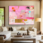 Eclectic Pink Collage Abstract Painting with Creative Fusion WINK257