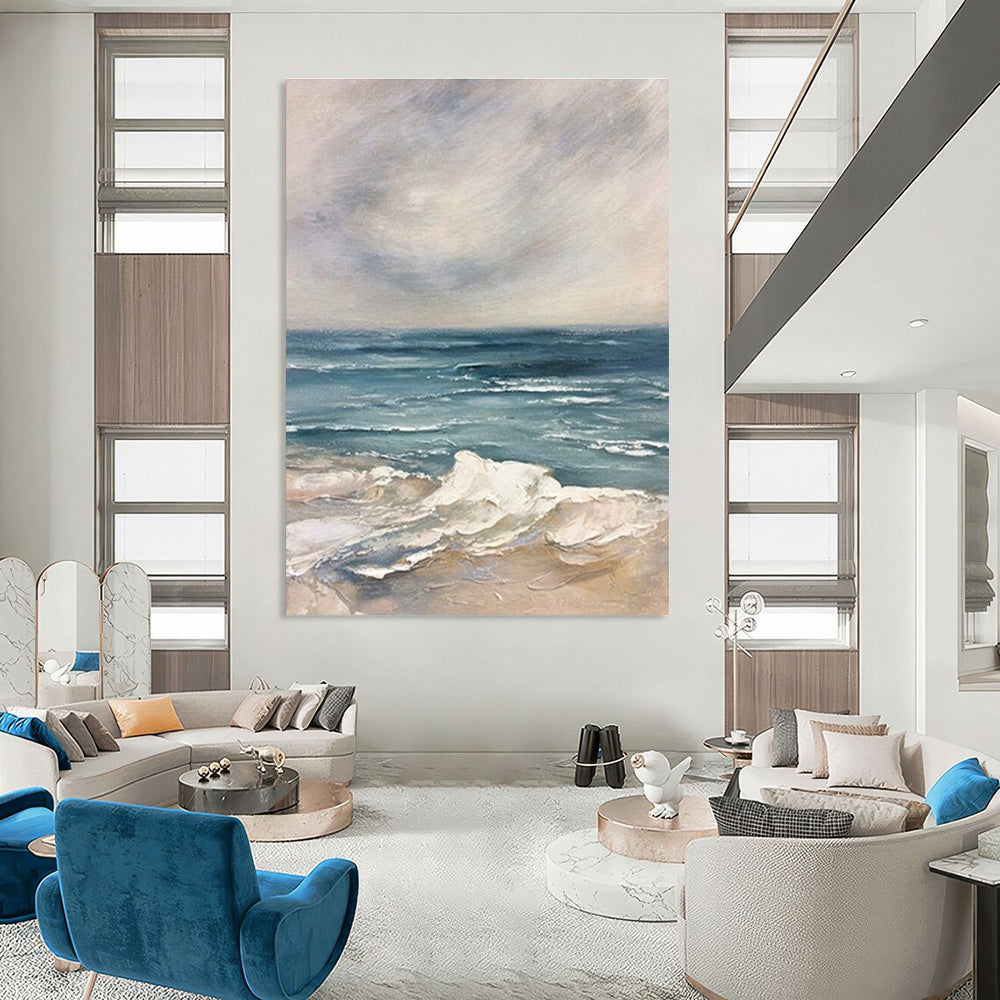 Serene Seaside Painting for Coastal Restaurant Dining Areas HENG048