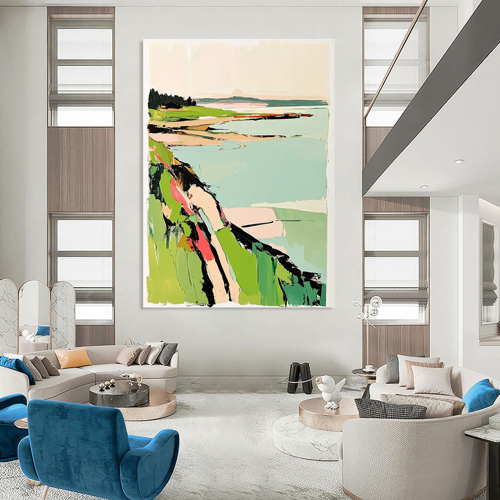 Coastal Landscape Abstract Painting for Bohemian - Style Beach Houses GAB1336
