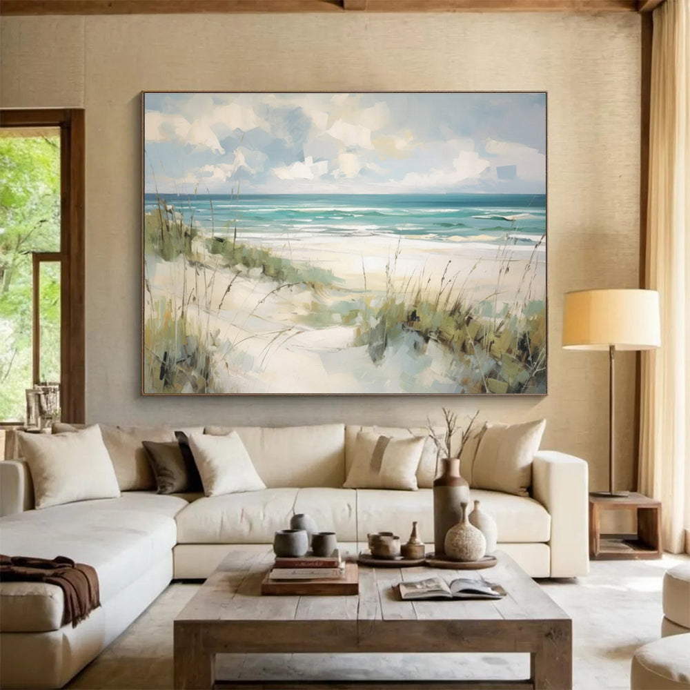 Coastal Beach Abstract Painting for Seaside Resort Lobbies YHT401