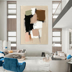 Neutral Color Block Abstract Painting for Scandinavian - Inspired Bedrooms GAB1216
